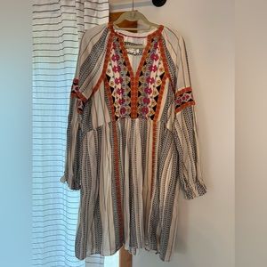 Anthropologie Embroidered Tunic Dress. Size L.